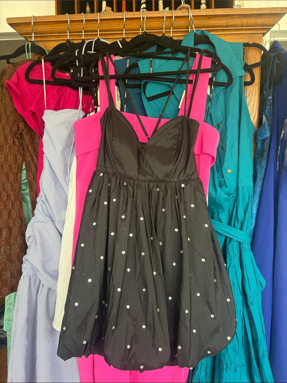 Macy's Black Polka Dot Bubble Hem Mini Dress